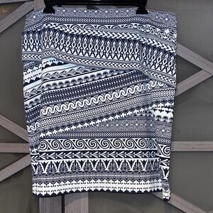 J. McLaughlin Navy and White Patterned Skirt